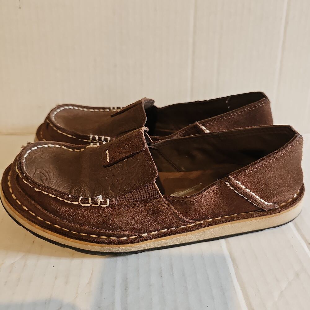 Ariat Women's Brown Leather Floral Slip-On Loafer Flats US 6.5 B